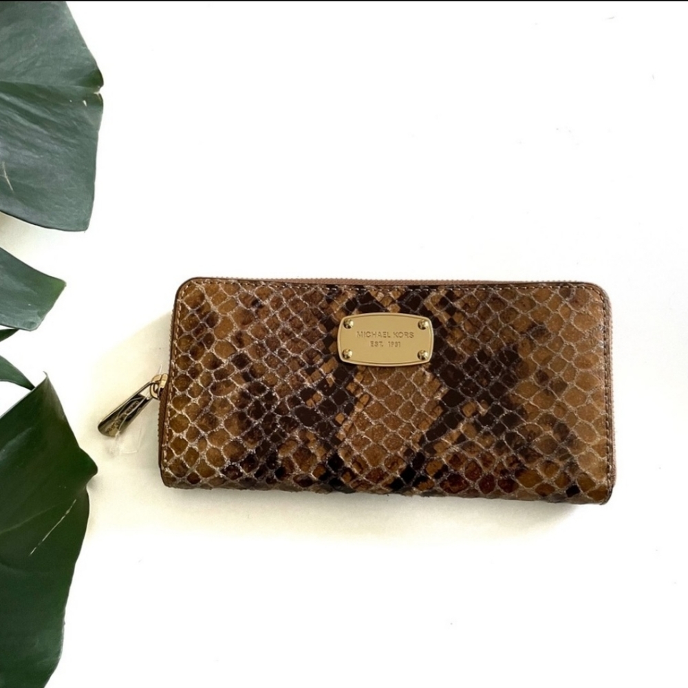 Michael Kors Python Print Large Leather Wallet